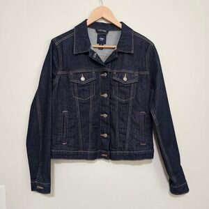 GAP Womans M Dark Wash Denim Jean Jacket Trucker Style Classic 70s Retro 90s